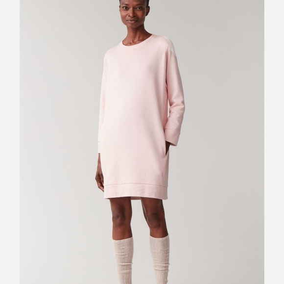 COS Dresses & Skirts - COS pale pink cotton sweatshirt dress Sz L